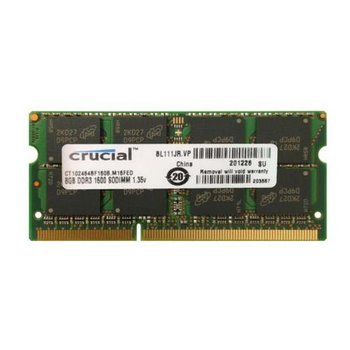 Оперативная память 8 ГБ, DDR3L, для ноутбуков, Crucial (1600 МГц, 1.35 В, CT102464BF160B.M16FED) Б/У