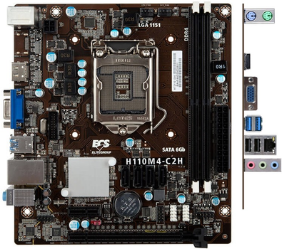 Материнская плата s1151, Elitegroup H110M4-C2H (2xDDR4, Intel H110, PCI-Ex16x1, VGA, HDMI, microA Б/У