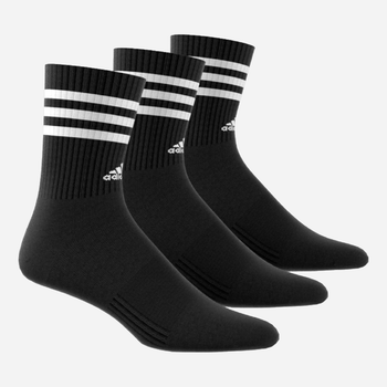 Zestaw damskich skarpet wysokich bawełnianych 3 pary Adidas IC1321 3-Stripes Cushioned Crew Socks 3P XS Czarne (4066746337301)