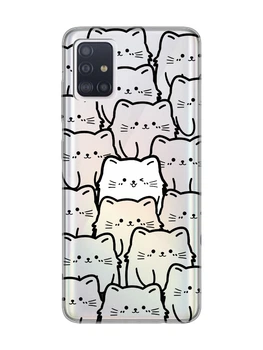 Прозрачный чехол на Samsung Galaxy A71/A715 Котики (принт 392)