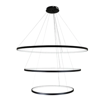 Люстра подвесная светодиодная LED кольцо Levistella 7529832-3A BLACK LED (600+800+1000)черная
