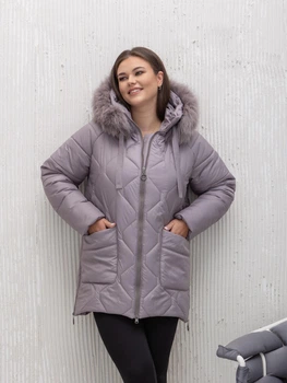 Жіноча зимова куртка великого розміру UF-fashion ЛР-175-песец 52 пудровий