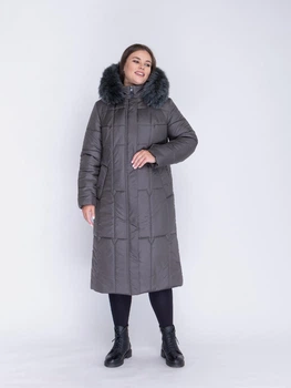 Женское зимние пальто большого размера UF-fashion ЛР-177-песец 56 серый