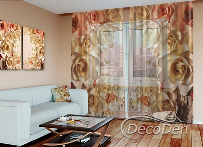 3D - Фото Тюль PHOTODECOR "Паперові квіти"