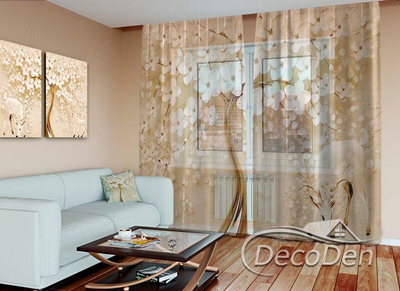 3D - Фото Тюль PHOTODECOR "Дерево та олені"