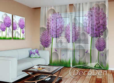 3D - Фото Тюль PHOTODECOR "Квіткові кулі"