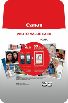 Набор картриджей Canon CRG PG-560XL/CL-561XL 12.2 мл + 14.3 мл Black/Color + Фотобумага 10 х 15 см 50 листов (3712C008)