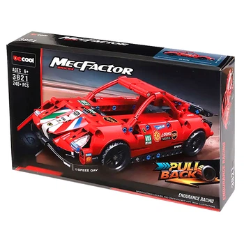 Конструктор Decool 3821 Mec Factor Bricks Ferrari (248 деталей) с инерционным механизмом, в красном цвете.