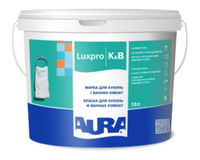 Краска акриловая полуматовая для ванных комнат Aura Luxpro K&B ( Белая ) 1л