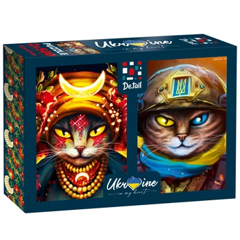 Пазлы Puzzle 2 in 1 Russian Cat Soldier Ukrainian molfarka по 500 дет. в коробке 30*24*6см Vladi Toys Vladi