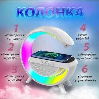 Портативная колонка/ночник/повер банк Bluetooth Pulse BT2301W Акустическая система с подсветкой и зарядкой 1200 мАч