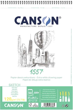 Альбом для эскизов на спирали Canson 1557 А4 21x29.7 см 120г/м2 50 листов белый цвет (3148950033864)