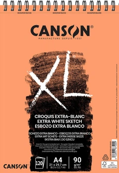 Альбом для ескізів на спіралі Canson XL Extra White А4 21x29.7 см 90 г/м2 120 аркушів білий колір (3148957875009)