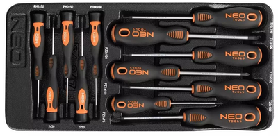 Набор отверток NEO Tools PZ, TX, прецизионные 12 шт. вкладыш 84-247 (5907558424447)