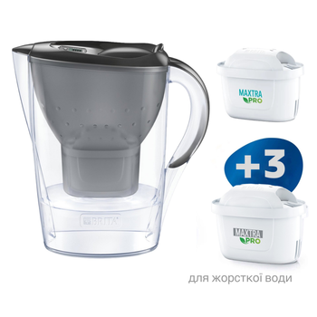 Фильтр-кувшин Brita Marella 2,4 л Черный с картриджами Maxtra Pro 1 шт + Maxtra Pro Hard Water 3 шт