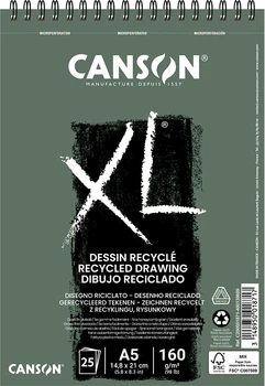 Альбом для рисунку на спіралі Canson XL Recycled А5 14.8x21 см 160г/м2 25 аркушів білий колір дрібне зерно (3148950018717)