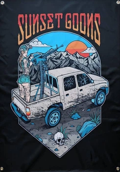 Флаг баннер Sunset Goons на люверсах 1000х700 мм