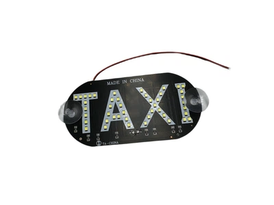 Табличка TAXI на лобовое стекло cветодиодная на присосках LED шашка для такси 12в белая (17369) 17369