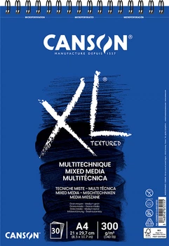 Альбом на спіралі Canson Mixed Media XL А4 21x29.7 см 300г/м2 30 аркушів натуральний білий середнє зерно (3148958072155)
