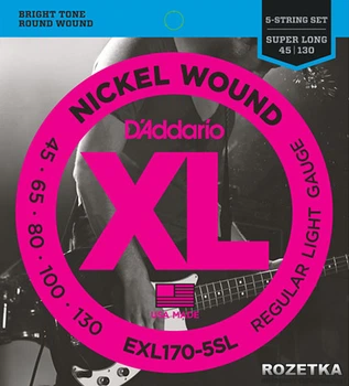 Струны для бас-гитар DAddario EXL170-5SL XL Nickel Wound Bass Regular Light 5-String (45-130)