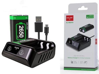 2 аккумулятора (2650 mAh) + зарядная станция Aolion AL-XB2010 для геймпадов Microsoft Xbox Series S|X / One с LED-индикацией [447688934]
