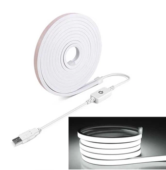 Світлодіодна стрічка COB 5V LED USB світильник з вимикачем 5 метрів Біле світло з регулюванням яскравості (42150)