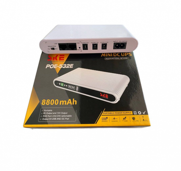 SKE POE-532E. Mini UPS 8800 mAh Lithium Battery (Выходное напряжение: DC 9В / 12В, POE 15В / 24В, USB DC 5В)