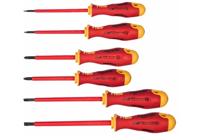 Набор диэлектрических отверток Felo Ergonic 1000V 3,0/4,0х100/5,5х125/6,5х150/Ph1x80/Ph2x100, CrMoV сталь 41396198 (11119)