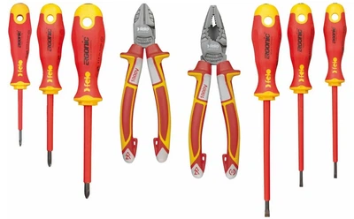 Набор диэлектрических отверток Felo Ergonic 3,5/4,0/5,5/Ph0х60/Ph1/Ph2 с диэлектрическими пасатижами и бокорезами в упаковке 41398517 (11125)