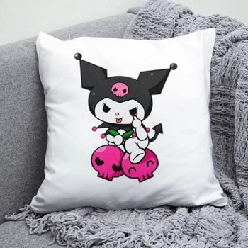 Плюшева подушка Kuromi Куромі Hello Kitty квадрат 35х35 см біла