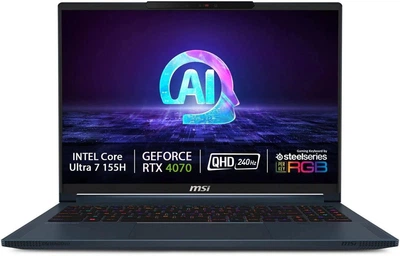 Ноутбук MSI 16 Stealth 16 AI Studio A1VGG Blue 2560x1600 / Intel Core Ultra 7 155H / 32GB / 1000 GB / RTX 4070, 8GB / Win11 (9S7-15F412-033)