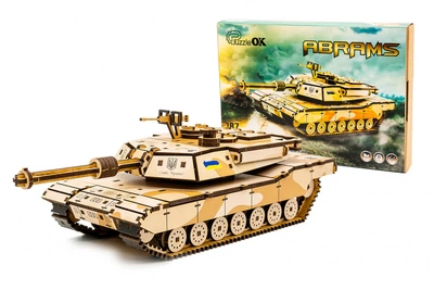 3D Пазл З Дерева Механічний PuzzleOK Танк Абрамс 187 деталей