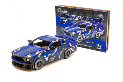 3D Пазл Из Дерева Механический PuzzleOK Ford Mustang GT Синий 162 детали