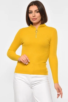 Гольф жіночий однотонний з замком жовтого кольору Fashion розмір 42-44 (188263)