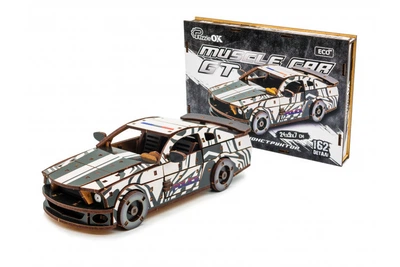 3D Пазл Из Дерева Механический PuzzleOK Ford Mustang GT Белый 162 детали