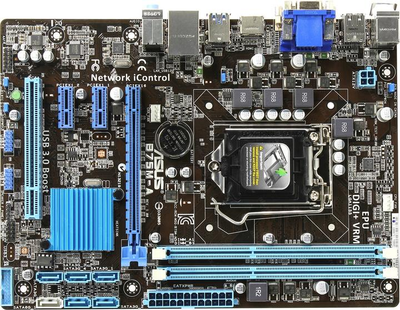 Материнская плата Asus B75-M LX Plus REV: 1.00, Intel B75, mATX, s1155 БУ