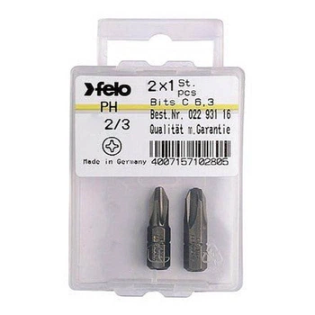 Бита Felo PH2/PH3х25 мм 1/4" С 6,3 ВОХ (2 шт) 02202336 (14259)
