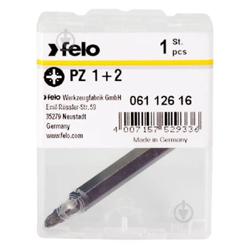 Бита двухсторонняя Felo PZ1/PZ2х60 мм 1/4" С6,3 ВОХ 06112616 (14513)