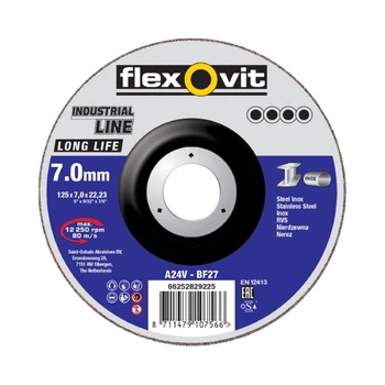 Круг Flexovit зачистной по металлу 150х7,0х22,2 мм A 24 V-BF27 INOX LONG LIFE 10200 об/мин 66252918946 (13915)