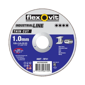 Круг отрезной по металлу Flexovit 125х1,0х22,2 мм A60 T-BF41 INOX THIN CUT 12250 об/мин 66252829285 (13917)