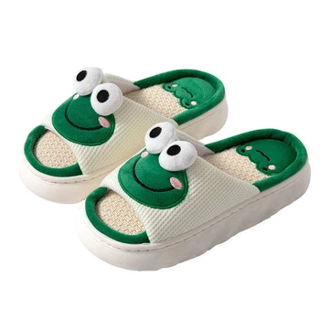 Женские домашние льняные тапочки Cappone, Лягушка , 42-43 р (27см)