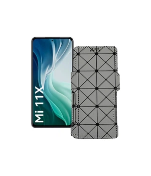 Чохол-книжка з екошкіри для телефону Xiaomi Mi 11x 2021 Сірий ромб