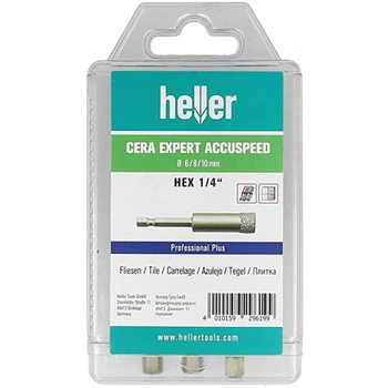 Набір свердл алмазних HELLER 6/8/10 CERA EXPERT ACCU-SPEED 3-гранний хвостовик під дриль довговічне мармур граніт скло кахель плитка черепиця (12173)