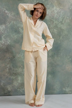 Пижама Forli Пижамный костюм из хлопка с брюками Yellow Strip XL/XXL HL0073-33-69_XL/XXL