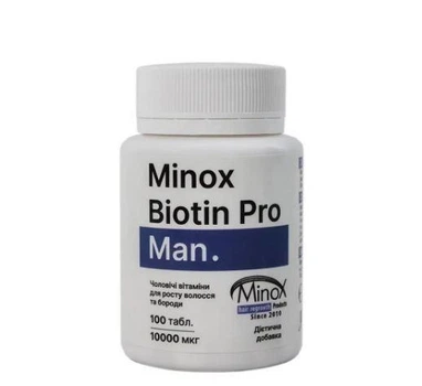 Вітаміни Minox Biotin Pro Man для росту волосся та бороди, 100 пігулок
