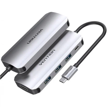 Док-станція USB3.1 Type-C --> HDMI/USB 3.0х3//PD 100W 5-in-1 Vention