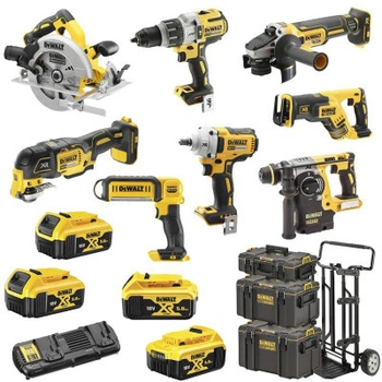 Набор электроинструментов DeWALT 8 ед. 18 В XR Li-lon, вес 43.5 кг, 3 кейса, 4 АКБ и ЗУ (DCK856P4)