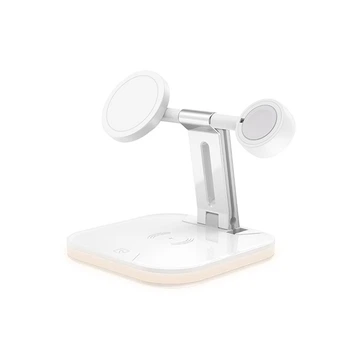 Зарядка Qi 3in1 LED Magnetic wireless charger JYD-WC101 |15W Max| white