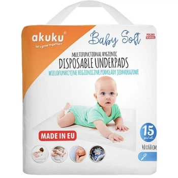 Пеленки для младенцев Akuku Baby Soft 40 x 60 см, 15 шт (A0500)