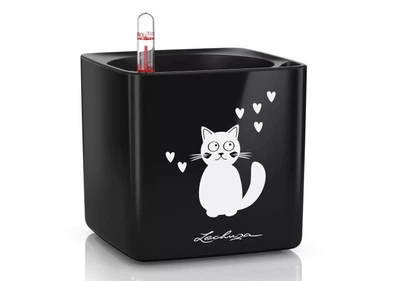 Розумний вазон Lechuza CUBE Glossy CAT квадратний 14 см чорний блискучий (13508)